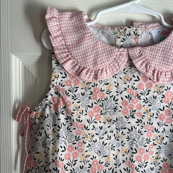 Stitchy Fish Floral Pink and White Kids Dress - Picture 3 of 5